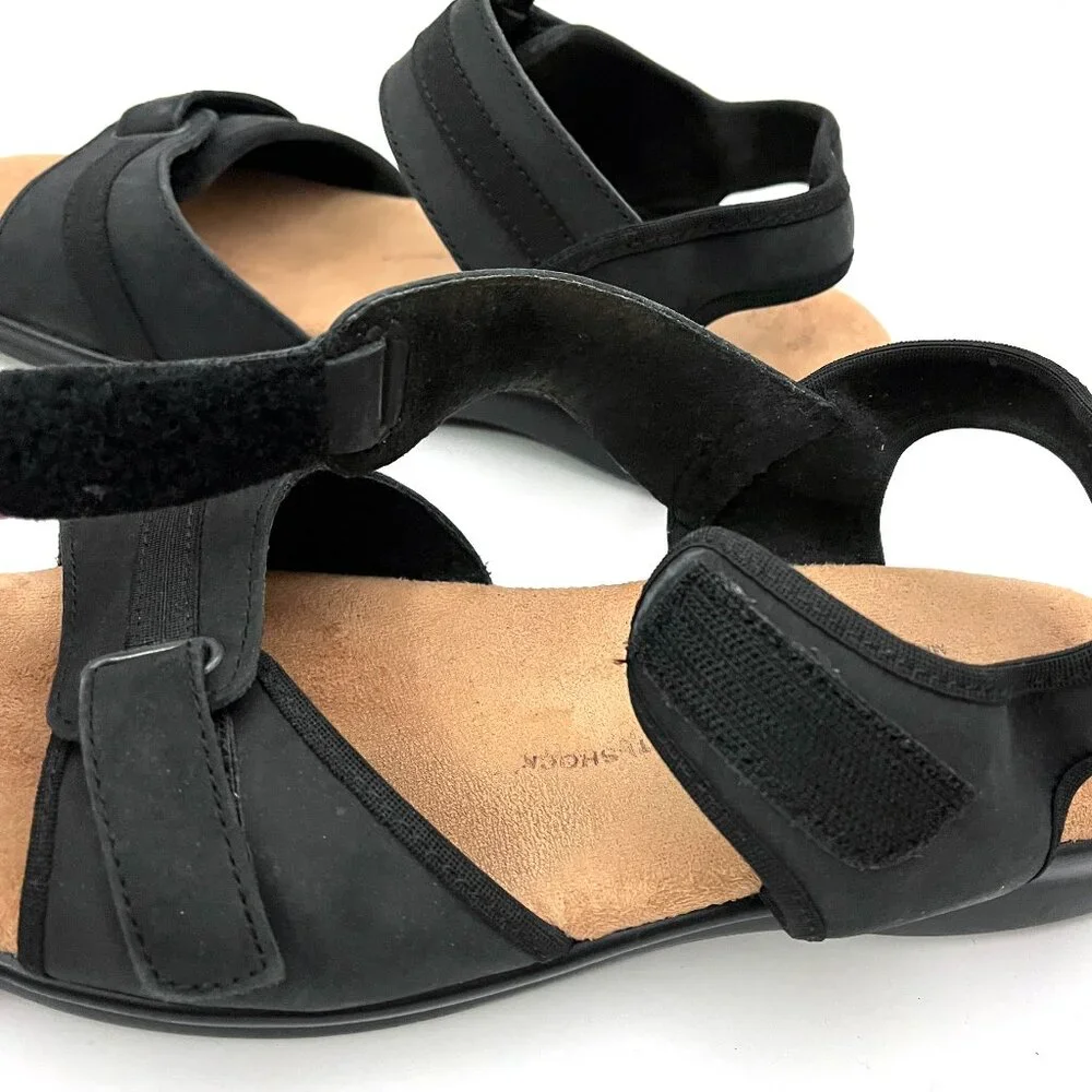 Flexus Sandals Made in Italy Black Leather Comfort Ankle Strap Spring Step - Picture 8 of 12